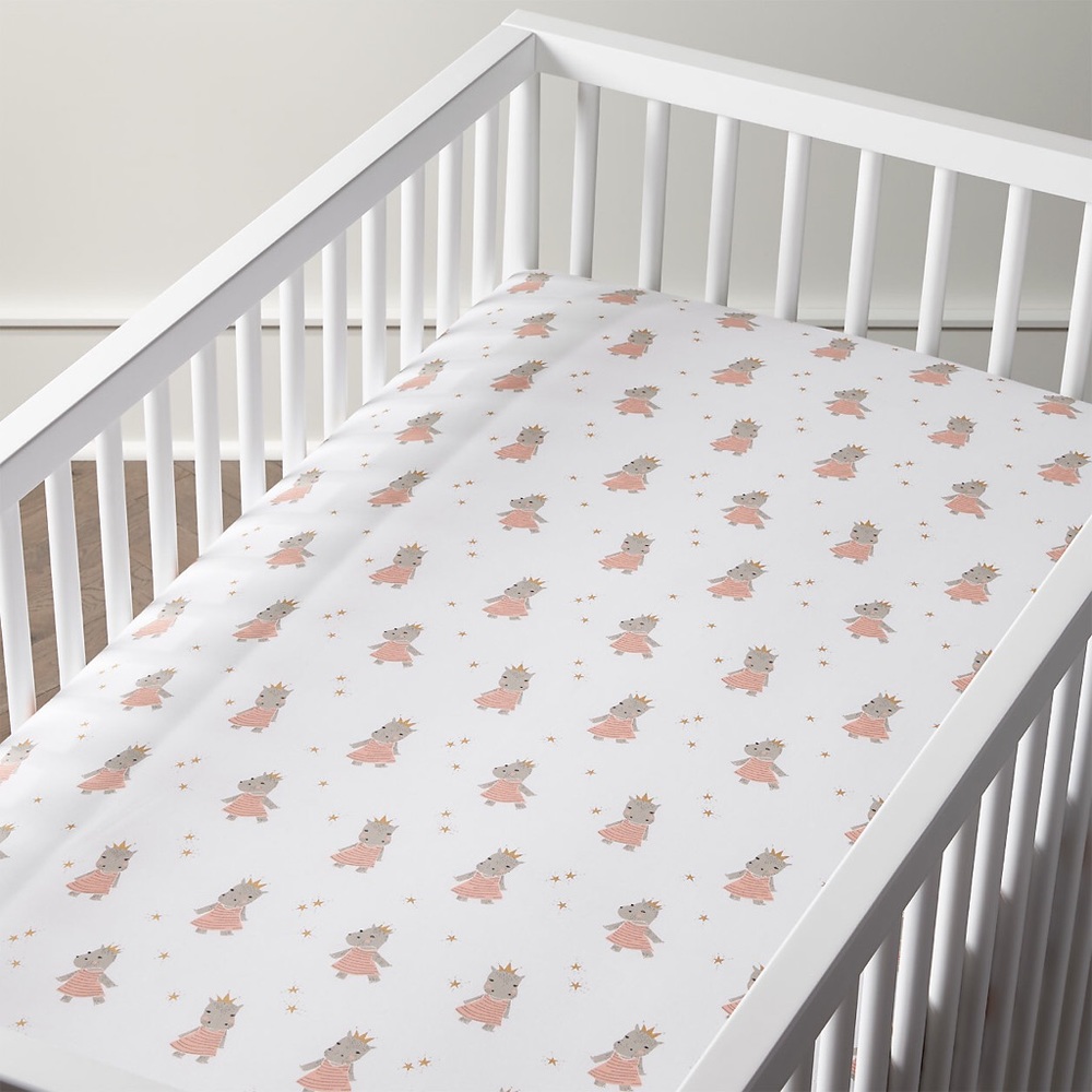Land of Nod Royal Hippo Crib Sheet + Changing Pad